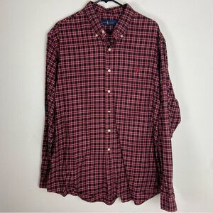 Ralph Lauren Men’s Red &‎ Black Plaid Shirt Long Sleeve Business Casual Work XXL